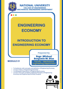 MODULE 01 Engineering Economy Introduction to Engineering Economy
