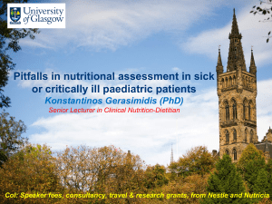 Pitfalls in Nutritional Assessment in Sick or Critically Ill Paediatric Patients