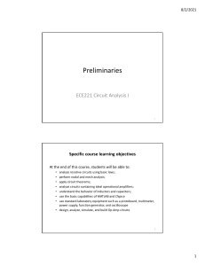 ECE221 Circuit Analysis I Preliminaries Presentation