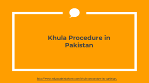 Now Get Services of Khula in Pakistan By Simple Law of Khula