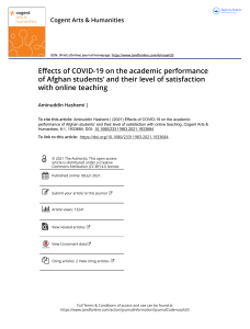 Effects of COVID 19 on the academic performance of Afghan students and their level of satisfaction with online teaching