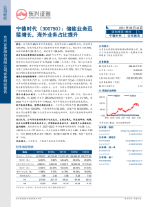 宁德时代(300750)研究报告：储能业务与海外增长