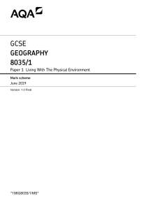 GCSE Geography Mark Scheme 8035/1 June 2019