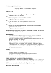 part 1 language argumentative essay task sheet 