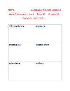 Vocabulary of Cells for 7th grade life sciences
