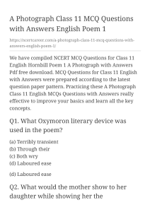 A Photograph Class 11 MCQ Questions with Answers E+
