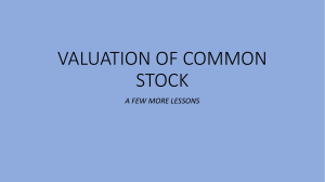VALUATION OF COMMON STOCK-a fewbmore lessons