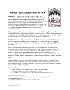 Service Learning Reflection Toolkit