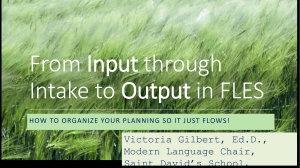 GWATFL From input through Intake to Output in FLES
