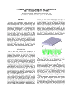 A. Boca et al., 34 IEEE PVSC 2009, Prismatic Covers for Boosting the Efficiency of High-Concentration PV Systems