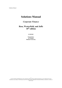 Corporate Finance Solutions Manual (Ross, Westerfield, Jaffe)