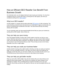How an Efficient SEO Reseller Can Benefit In Business Growth