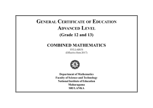 Combined Mathematics Syllabus (Grade 12 & 13) Sri Lanka