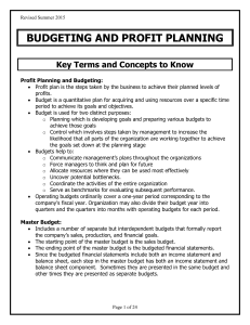 Budgeting and Profit Planning: Key Concepts & Budgets