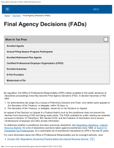 Final Agency Decisions (FADs)   Internal Revenue Service