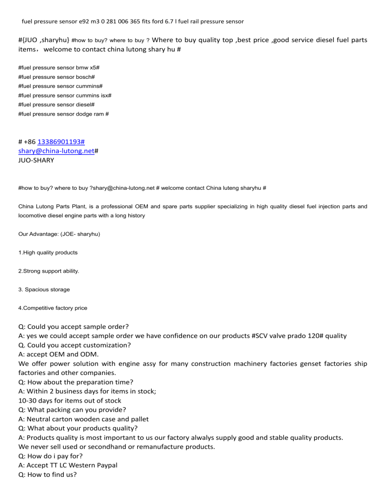 fuel pressure sensor e92 m3 0 281 006 365 fits ford 6.7 l fuel rail