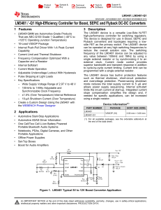 LM3481-Q1 High-Efficiency Controller for Boost, SEPIC and Flyback DC-DC Converter