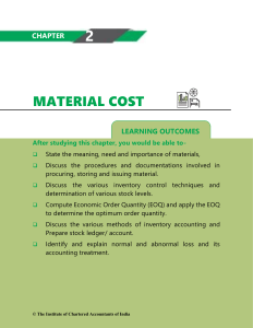 Material Cost: Inventory & Accounting