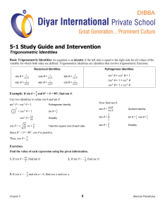 T3-Trig.Revision Sheet and Study Guide 