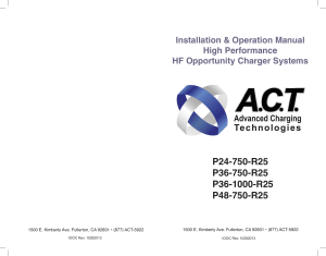 ACT HF Opportunity Charger 750Ah ManualInstallation