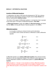 DIFFERENTIAL EQUATIONS Introduction