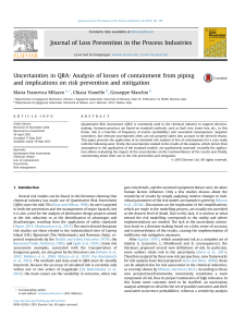 Uncertainties in QRA Analysis of losses of containment from piping and implications on risk prevention and mitigation