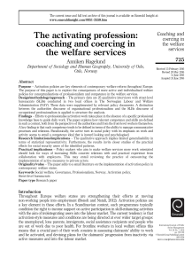 The activating profession, coaching and coercing (Hagelund, 2016)