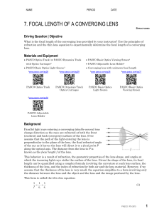 07 AP2 Focal Length of a Converging Lens S