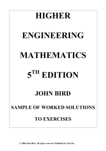 Bird - Higher Engineering Mathematics - 5e - Solutions Manual