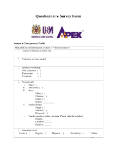 Survey form WUS101