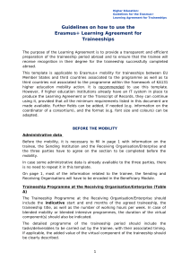 Erasmus+ Traineeship Learning Agreement Guidelines