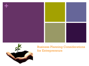 Business Planning Considerations for Entrepreneurs