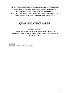 Task-Based Language Teaching Qualification Paper