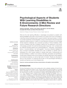 Psychological Aspects of Students With Learning Di