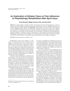 An Exploration of Atleletes View on Their Adherence to Physiotherapy Rehabilitation After Sport Injury 2012 (1)