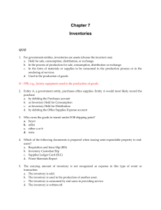 Government Inventory Accounting Quiz