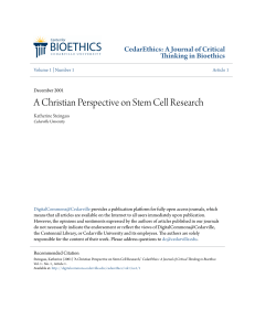 A Christian Perspective on Stem Cell Research