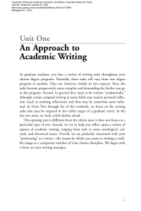 Unit One An Approach to Academic Writing