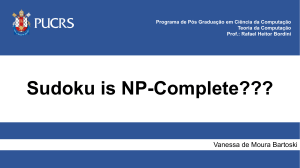 Sudoku é NP-Completo? Teoria da Computação