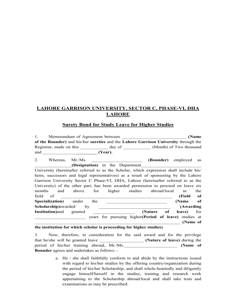 Surety BondFormat