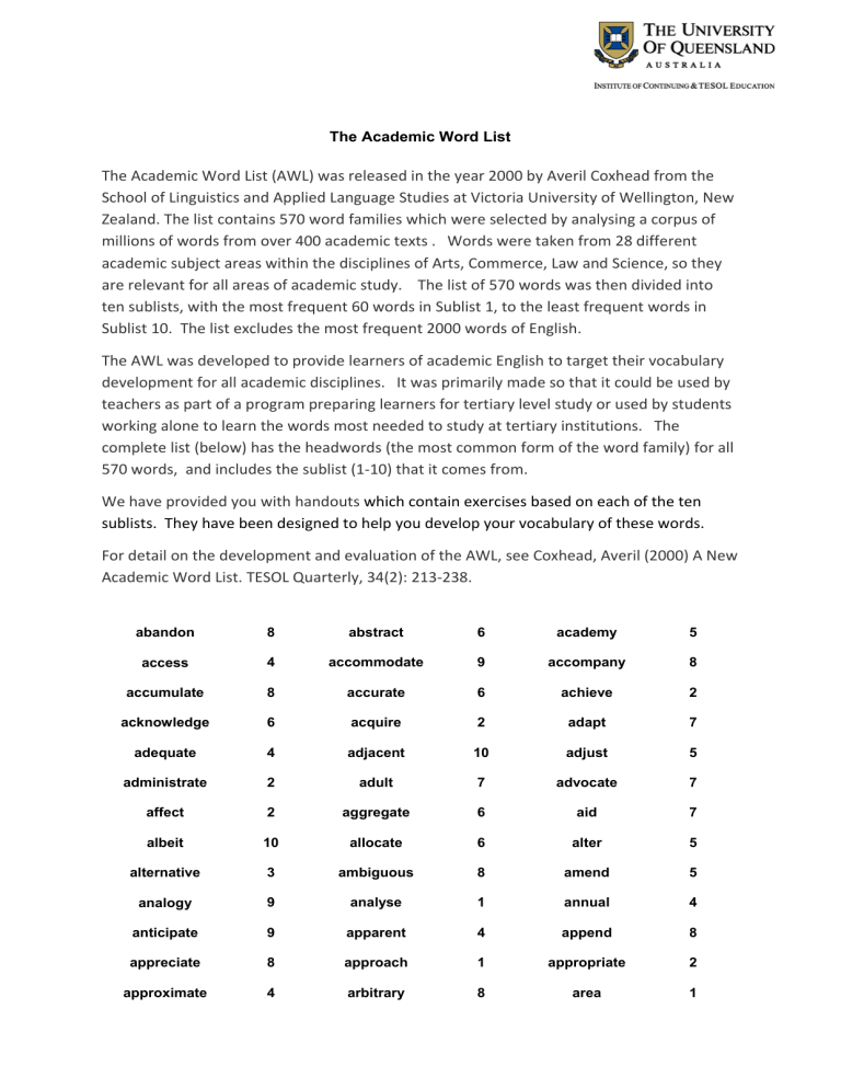 Academic Word List
