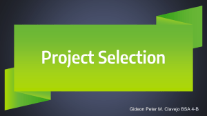 Project Management: Project Selection, Project Metrics and Project Software