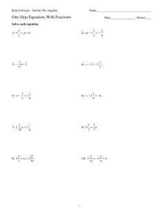 1. One-Step Equations With Fractions