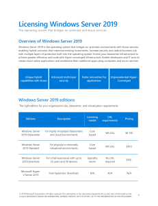 Windows Server 2019 licensing datasheet EN US