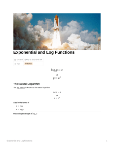 Exponential and Log Functions