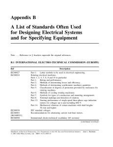 Handbook of Electrical Engineering - 2003 - Sheldrake - Appendix B  A List of Standards Often Used for Designing Electrical