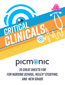 Bundle - Critical Clinicals Picmonic 70 Cheat Sheets for Nursing School 2021 DIGITAL DOWNLOAD