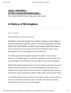 History of Birmingham - Explained