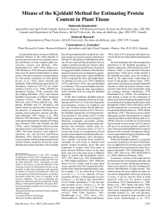 [23279834 - HortScience] Misuse of the Kjeldahl Method for Estimating Protein Content in Plant Tissue