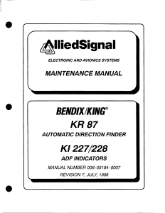 Bendix King KR 87 Maintenance manual